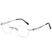 BLUEMOKY New metal square frameless prescription glasses