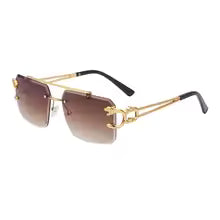 Fashion Metal Leopard Rimless Sunglasses