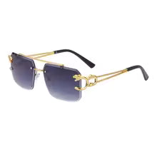 Fashion Metal Leopard Rimless Sunglasses