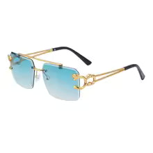 Fashion Metal Leopard Rimless Sunglasses