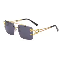 Fashion Metal Leopard Rimless Sunglasses